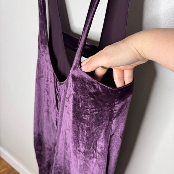 Anthropologie Maeve Purple Velvet Cropped Jumpsuit - Picture 6 of 13